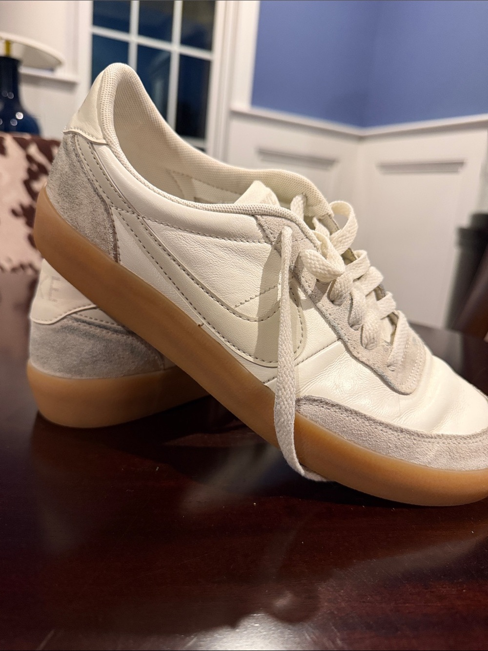Nike Women’s Low-Top Leather & Suede Sneakers in Cream with Gum Sole